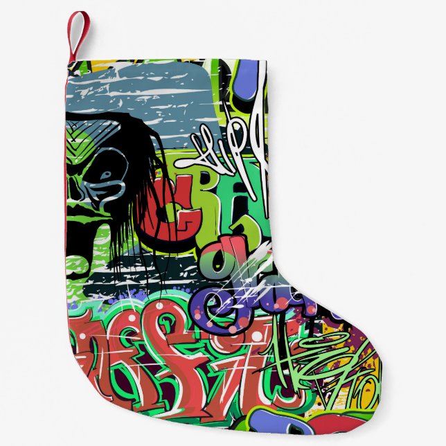 Graffiti Wall: Urban Hip Hop Small Christmas Stocking (Front)