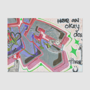 Graffiti White Grey Urban Grunge Street Wall Art Tissue Paper