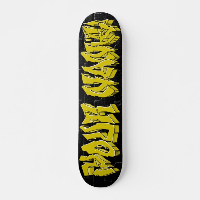 GRAFFITI WILDSTYLE GOLD CUSTOM SKATEBOARD (Front)