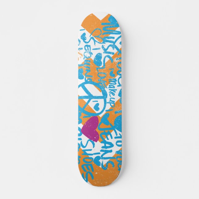 Grafitti Aqua-Purple Skateboard (Front)