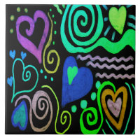 Grafitti Hearts Abstract Painting