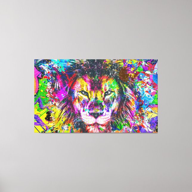 Grafitti Lion Canvas Print (Front)
