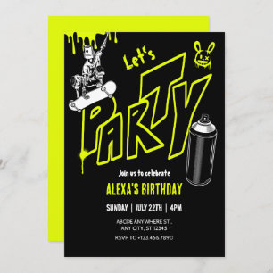 Grafitti skateboarding street art  invitation