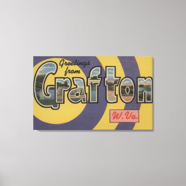 Grafton, West Virginia - Large Letter Scenes Canvas Print (Front)