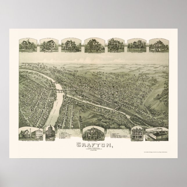 Grafton, WV Panoramic Map - 1898 Poster (Front)