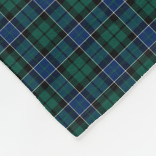 Graham Clan Blue, Green, and Black Tartan Fleece Blanket