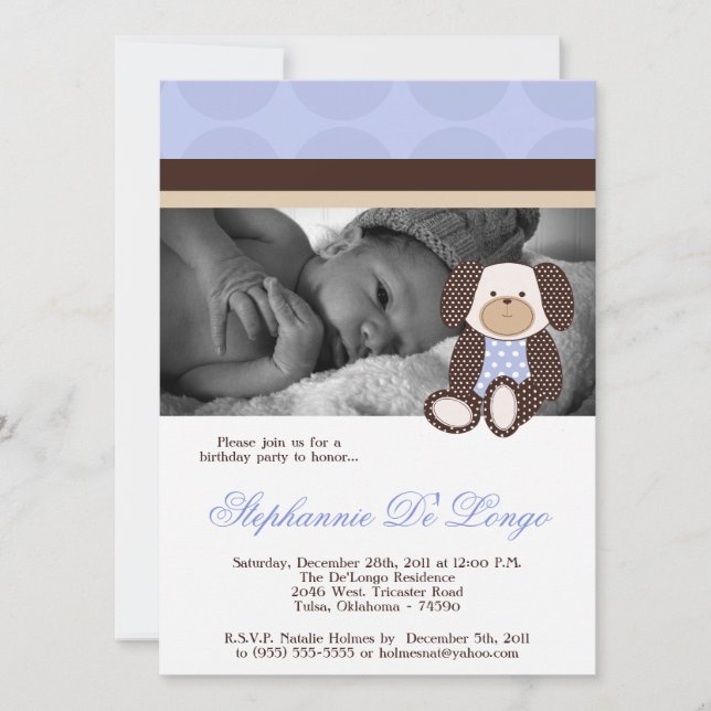 Graham Crackers Boy Blue Dog Birthday Invitation (Front)
