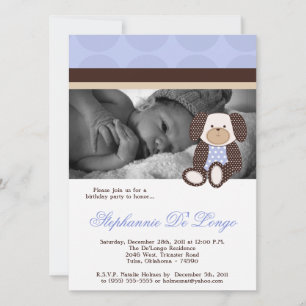 Graham Crackers Boy Blue Dog Invitation d'annivers