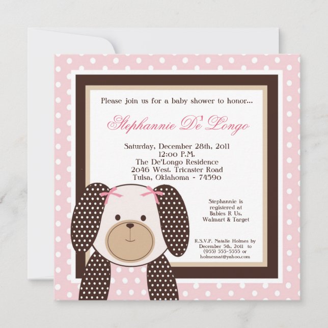 Graham Crackers Girl Pink Baby Shower Invitation (Front)