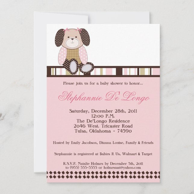 Graham Crackers Girl Pink Baby Shower Invitation (Front)