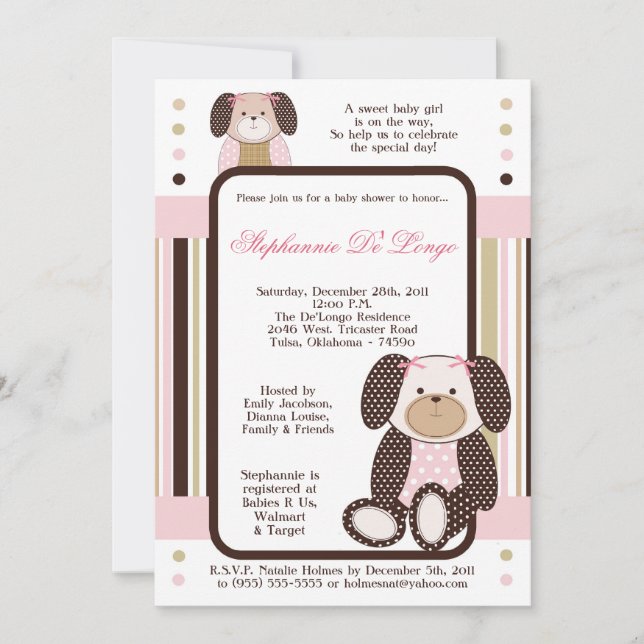 Graham Crackers Girl Rose Baby shower Invitation (Devant)