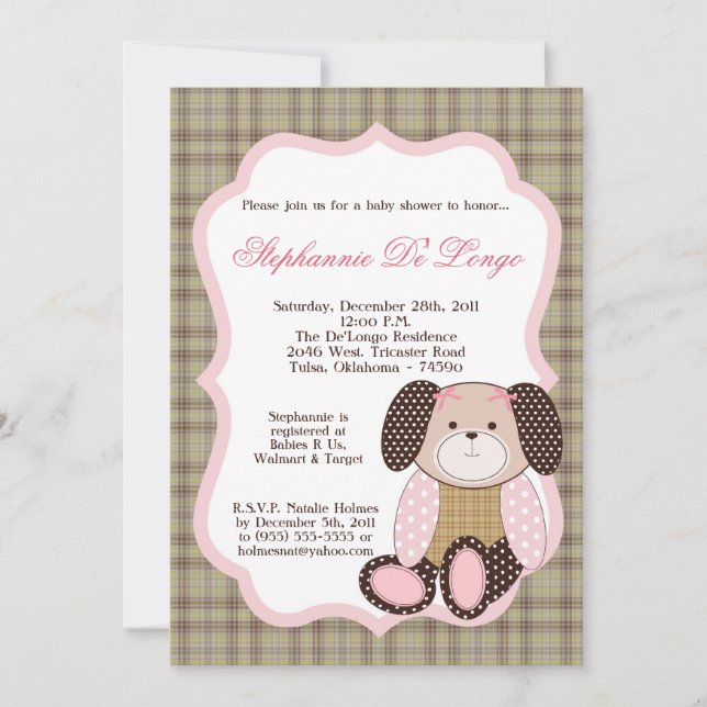 Graham Crackers Girl Rose Baby shower Invitation (Devant)