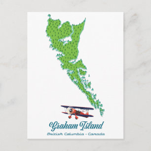 Graham Island British Columbia Travel map Postcard