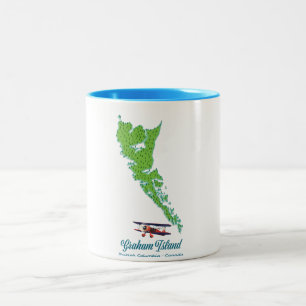 Graham Island British Columbia Travel map Two-Tone Coffee Mug