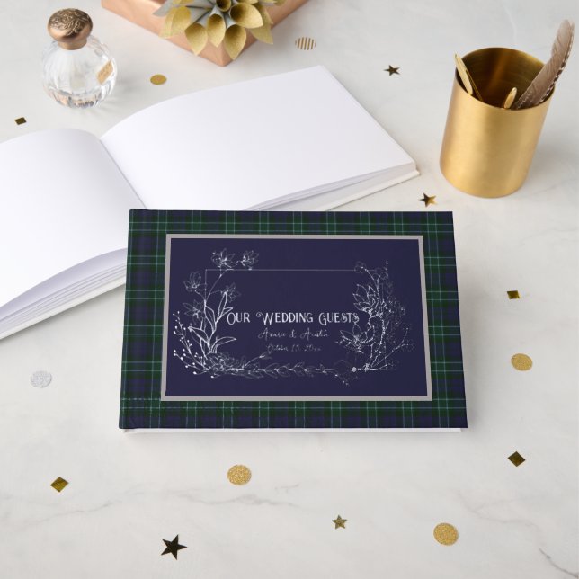 Graham Monteith Modern Original Scottish Tartan Guest Book (Front Open)