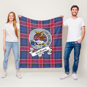 Graham Of Menteith Pink Clan Badge Tartan Plaid Fleece Blanket