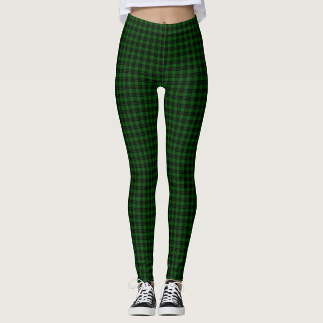 Graham tartan green black plaid leggings (Front)