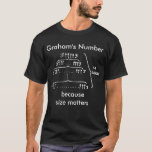 "Graham's Number . . . because size matters" T-Shirt<br><div class="desc">"Graham's Bumber . . . because size matters" t-shirt,  written in Ron Graham's own handwriting.</div>