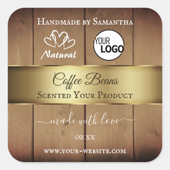 Grain de bois naturel Étiquette Logo de décoration (Devant)