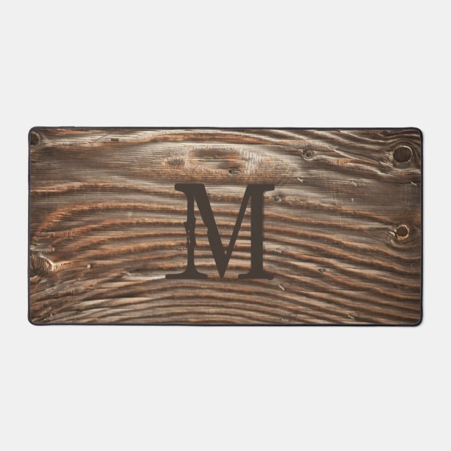 Grain de bois rustique Photo Monogramme Personnali (Recto)