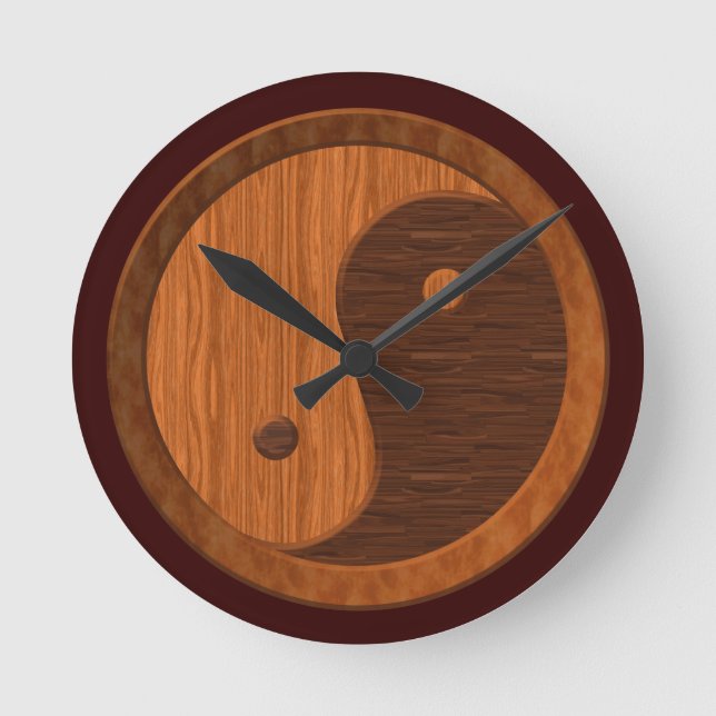 Grain de bois Yin Yang Horloge murale de nouveauté (Recto)