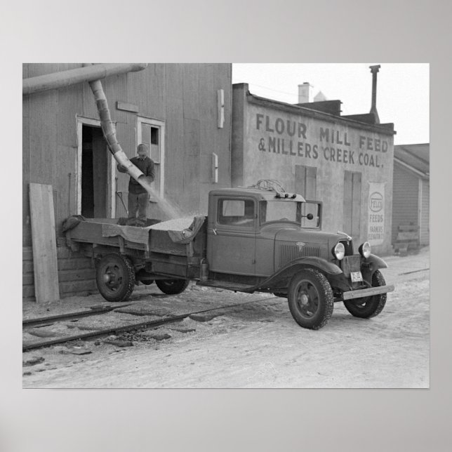 Grain Delivery Truck, 1936. Vintage Photo Poster (Front)