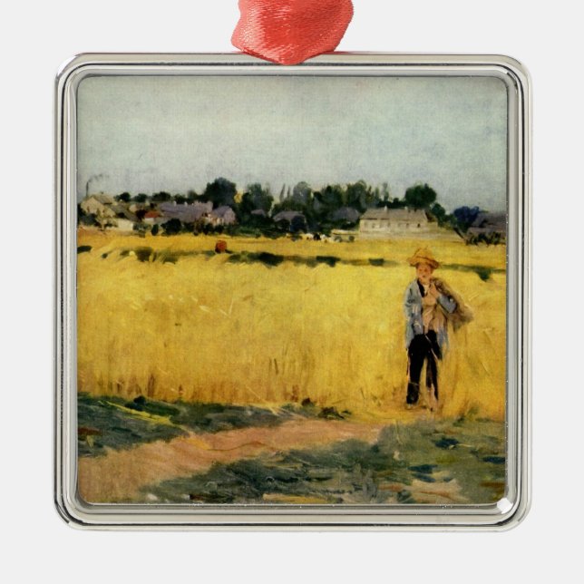 Grain Field (by Berthe Morisot) Metal Ornament (Front)