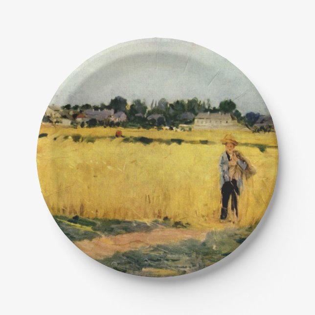 Grain Field (by Berthe Morisot) Paper Plate (Front)