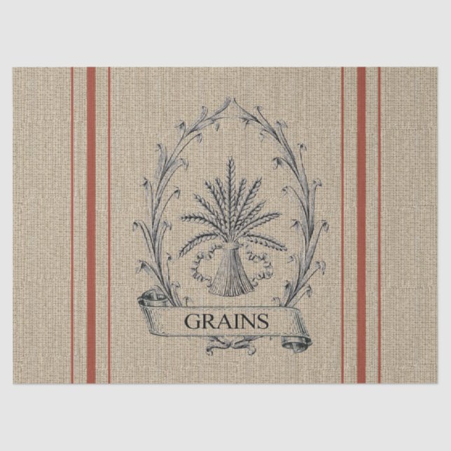 Grain Sack with Red Stripes Tissue Paper (Front)