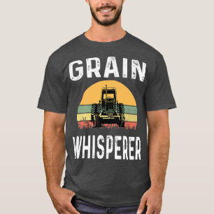 Grain Whisperer Farmer Farming Wheat Tractor Retro T-Shirt