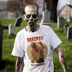 Grains I'm A Vegan Zombie Funny Vintage Horror T-Shirt