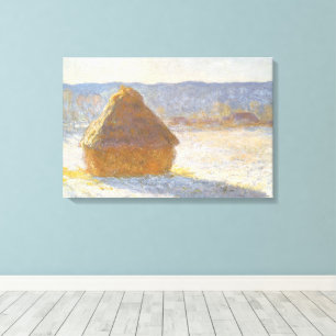 Grainstack in Morning, Snow Effect by Claude Monet Canvas Print