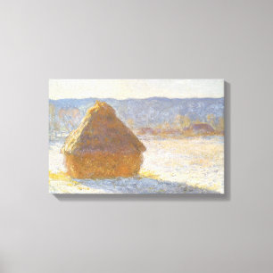 Grainstack in Morning, Snow Effect by Claude Monet Canvas Print