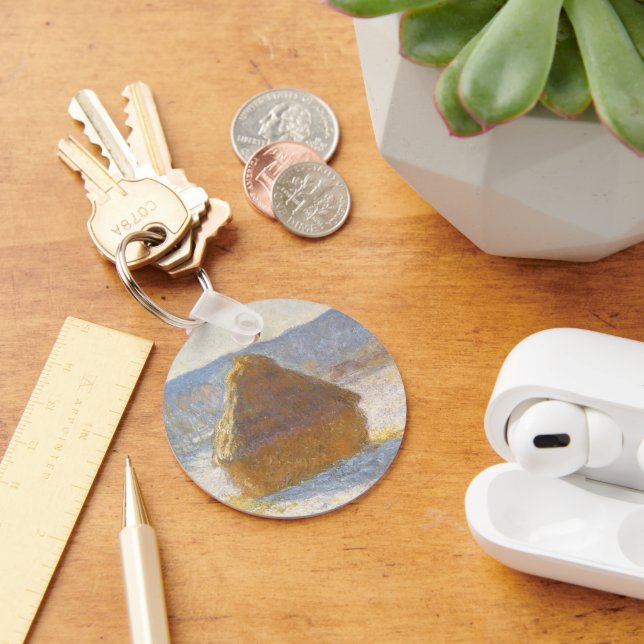 Grainstack in Morning, Snow Effect by Claude Monet Keychain (Desk)