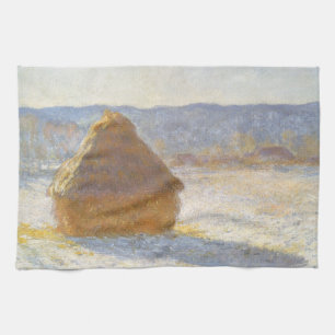 Grainstack in Morning, Snow Effect by Claude Monet Kitchen Towel