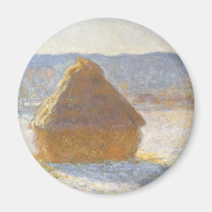 Grainstack in Morning, Snow Effect by Claude Monet Magnet