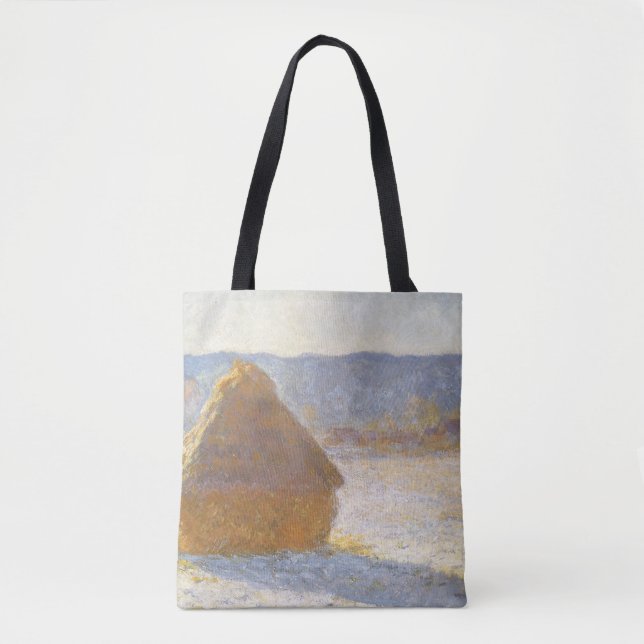Grainstack in Morning, Snow Effect by Claude Monet Tote Bag (Front)
