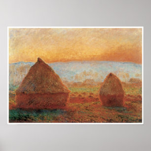 Grainstacks at Giverny, Sunset, 1888-89 Poster