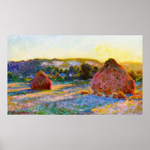 Grainstacks at the End Of Summer, Evening Effect Poster