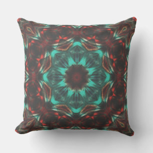 Grainy carved kaleidoscope in 'sunset mist' style throw pillow
