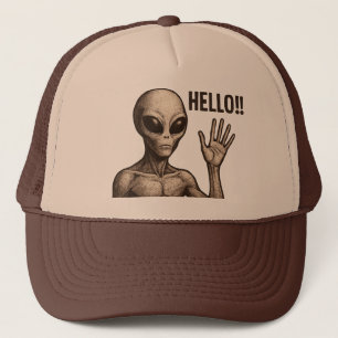 Grainy Encounter: The Alien Greeting Trucker Hat