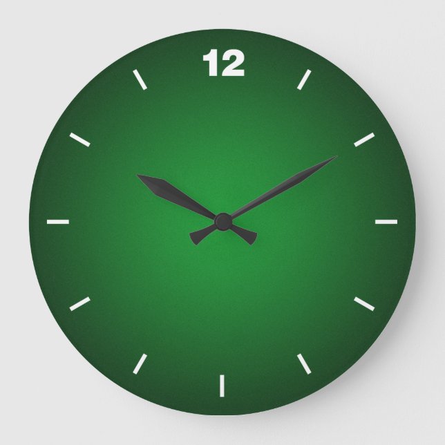 Grainy Green-Black Ombre Vignette Large Clock (Front)