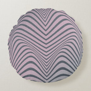Grainy psychedelic background. Zebra stripe patter Round Pillow