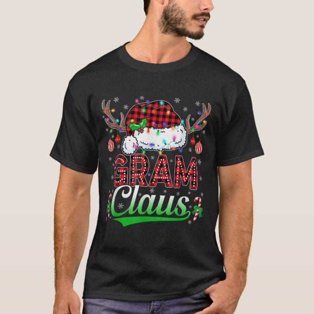 Gram Claus Christmas Lights Matching Family Xmas P T-Shirt (Front)