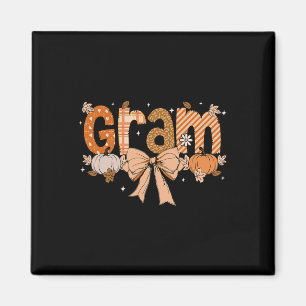 Gram Pumpkin Fall Coquette Bow Thanksgiving Mom Wo Magnet