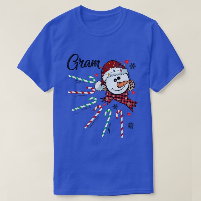 Gram Snowman Candy Cane Christmas Xmas Funny  T-Shirt (Design Front)