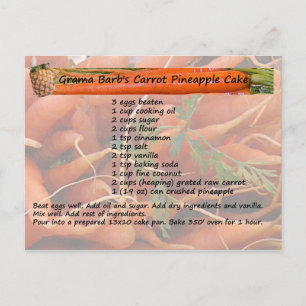 GramaBarb's Carrot Pineapple Cake Postcard