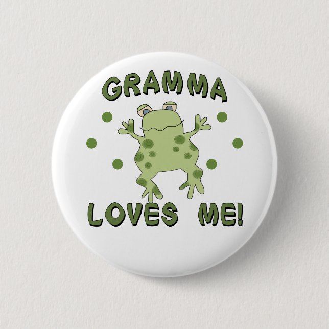 Gramma Loves Me Frog 2 Inch Round Button (Front)