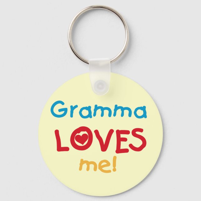 Gramma Loves Me T-shirts and Gifts Keychain (Front)
