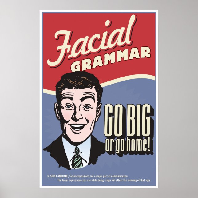Grammaire faciale. Une affiche de classe ASL. (Devant)